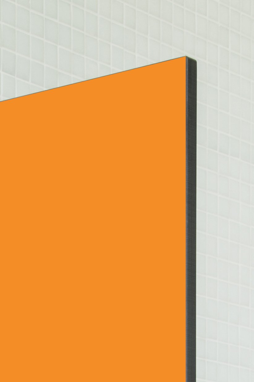 Urinal Trennwand Messina "Orange" aus HPL in bunten Farben, Schamwand WC Herren, TÜV zertifiziert