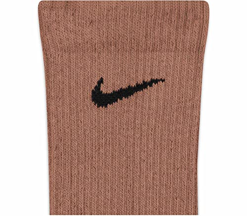 Nike Pacote com 3 meias acolchoadas unissex para uso diário, Argila mineral (preta)/sussurro rosa (p