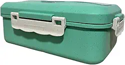 Marmita Premium com 4 Travas de Vedação, 3 Divisórias, Compartimento para Talheres, Bio Product, Talheres Inclusos (Verde)