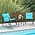 Greesum 3 Pieces Rocking Rattan Wicker Bistro, Patio Furniture Set with Soft Cushion and Glass Coffee Table, Design for Poolside Yard Garden, Blue