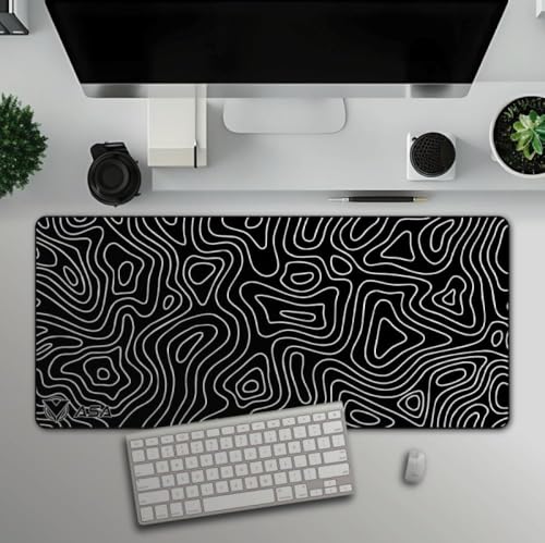 Image of Saco XXL Gaming Mouse Pad for PC - Large Desk Mat 900x400x3mm, Extended Non-Slip Rubber Base, Waterproof Surface, Topographics Design, Big Keyboard Mouse Pad for Office & Home Setup