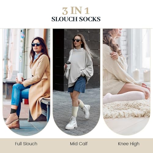 Image of Pleneal Slouchy Socks for Women Scrunch Sock Knit Chunky Crew Boot Socks