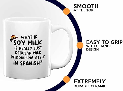 Miniatura 4 de SpanishTeacher - Taza de café de 11 onzas, color blanco, leche de soja en español, regalo para profesor de español, cumpleaños, agradecimiento,