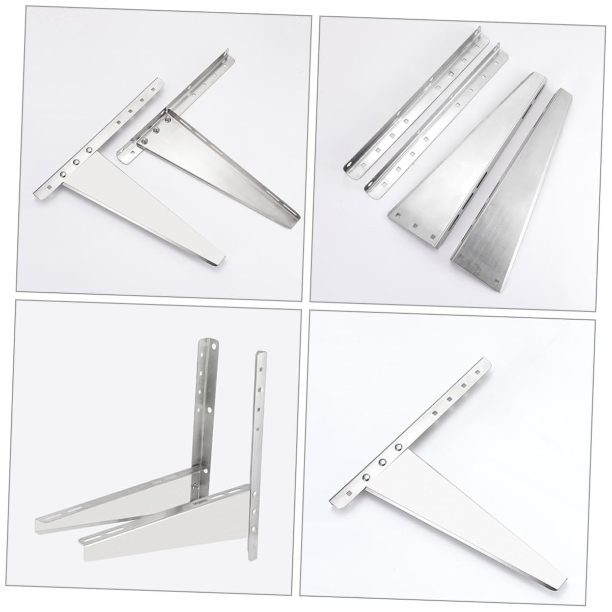Staffe Climatizzatore Esterno in Acciaio Inox Rinforzato 200kg | Argento, Struttura Robusta per Unità Esterne, Supporto Affidabile e Riduce Vibrazioni e Rumore, Atmosfera Estiva