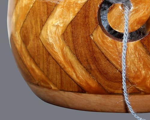 Image of Wooden Yarn Bowl for Knitting Yarn Bowl for Crocheting, Yarn Storage Bowl to Prevent Slipping, Wooden Yarn Holder, Best Gift for Crochet (#Design-4)
