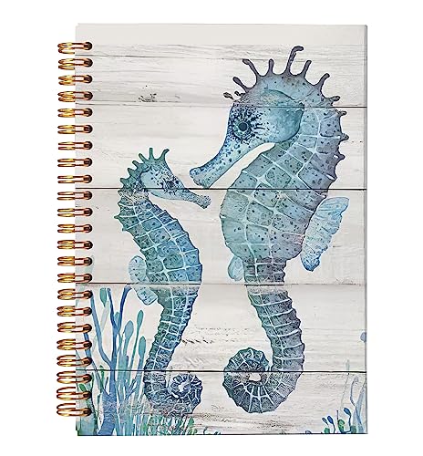 VNWEK Watercolor Ocean Sea Animal Seahorse Spiral Notebook Journal 5.5 x 8.3 inches,Rustic Seahorse Lined Hardcover Spiral Notebook,Seahorse Gifts for Women Girls Kids