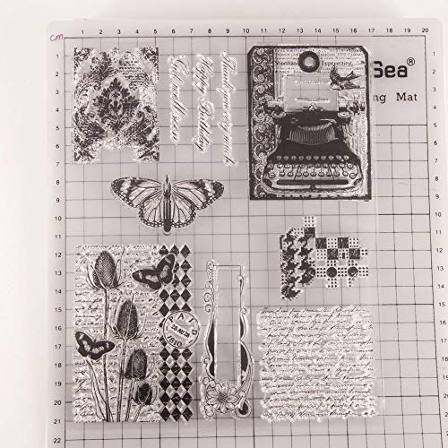 Plaid Achtergrond Honingraat Engels Letter Achtergrond Vlinder Vintage Telefoon Clear Stempels voor Kaarten Maken… - Image 3