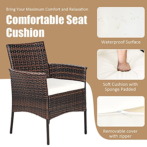 Tangkula 2 Pieces Patio Wicker Chair, Outdoor Pe Rattan Armchairs With Removable Cushions, Patio Dining Resin Wicker Chairs For Garden, Poolside, Lawn, Porch And Backyard (Mix Brown) #TOP5