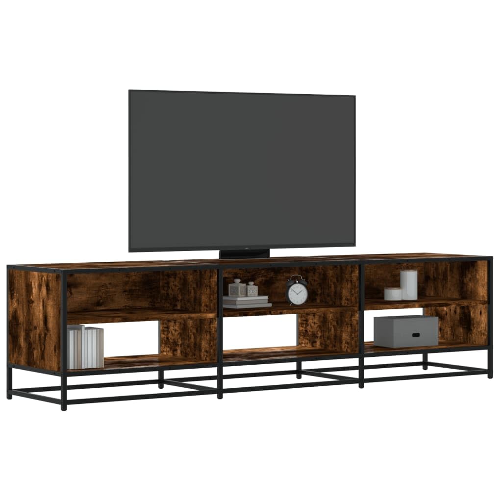 Mobile TV in rovere affumicato, 180 x 40 x 46 cm, in legno con struttura in metallo, 6 ripiani, spazio per soggiorno e camera da letto, portata fino a 70 kg, moderno mobile basso e credenza
