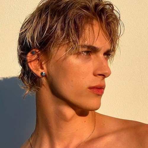 Black Earrings for Men, 15 Pairs Stainless Steel Men Earrings Set Hypoallergenic Cross Dangle Hoop Stud Earrings Piercing Jewelry4