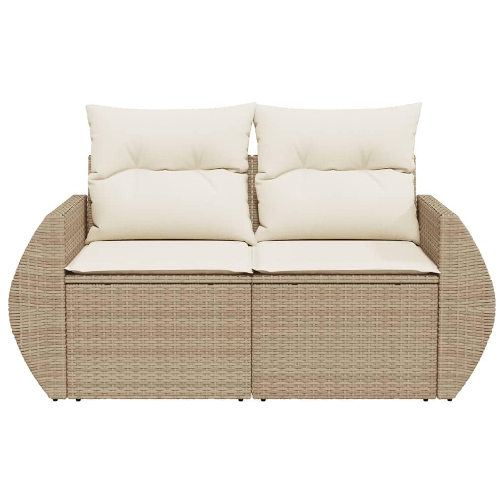 Festnight Divano da Esterno con Contenitore, Divanetto da Esterno 2 Posti, Salotto da Giardino, Divano Rattan Esterno, con Cuscini in Polyrattan Beige