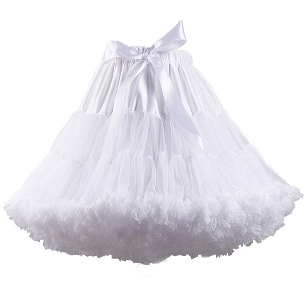 Women's Elastic Waist Chiffon Petticoat Puffy Tutu Tulle Skirt Princess Ballet Dance Pettiskirts Underskirt