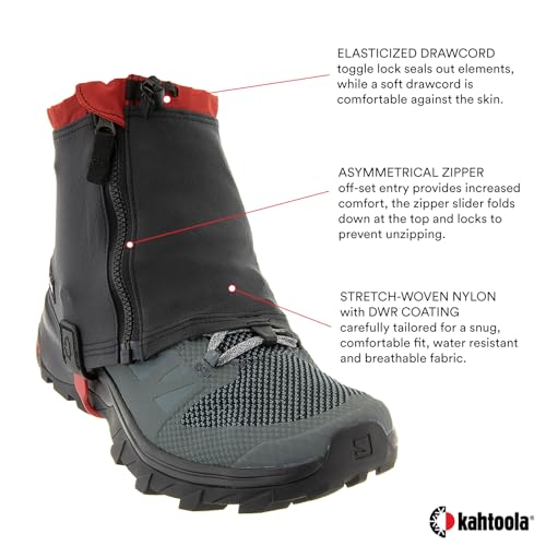 Kahtoola RENAgaiter Low Gaiters for Hiking, Mountaineering, Trail Running, Shoe & Boot Protection in Mud, Snow & Ice - Graphite - Large|X-Large