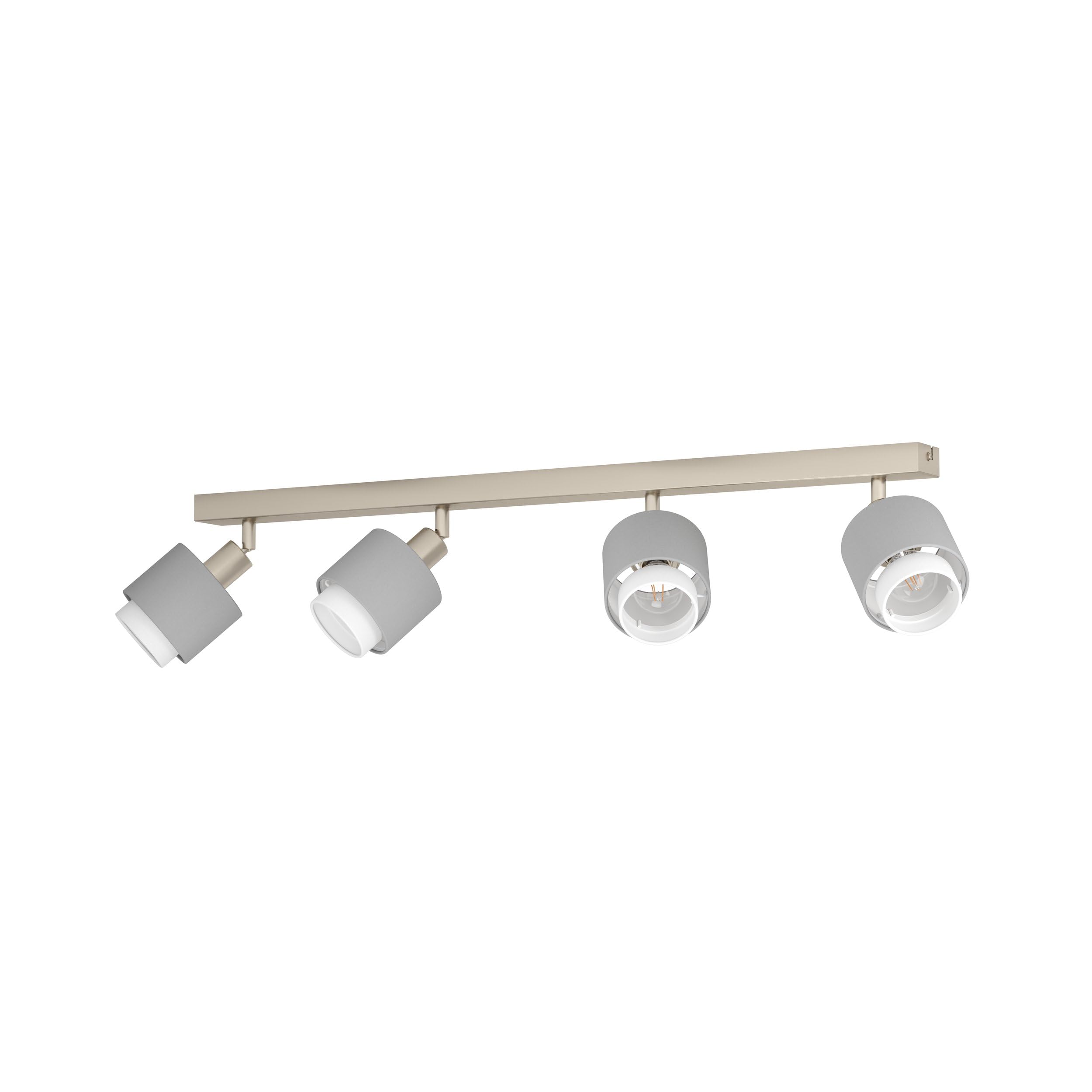 Eglo Bellizzi Ceiling Light Fitting, 4 Spots Ceiling lamp, Textile Spotlight bar in Grey and White, Ceiling Light Fixture with E14 Socket