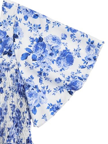 Image of Floerns Women's Plus Size Floral Square Neck Flounce Short Sleeve A Line Maxi Dress