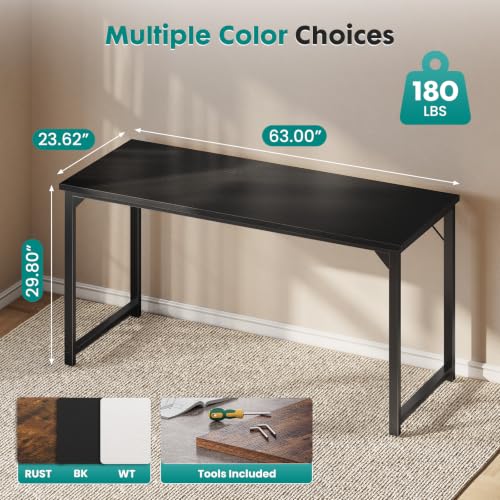 Image of OLIXIS 63-Inch Large Computer Desk for Home Office, Black