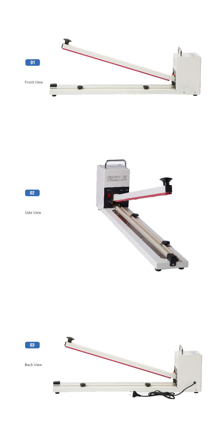 Hanchen Selladora Térmica de Impulso con Cortador 750mm Sellador de Bolsas de Plástico Comercial 1000W para Bolsas de Papel de Aluminio/de Papel Kraft/de Polietileno