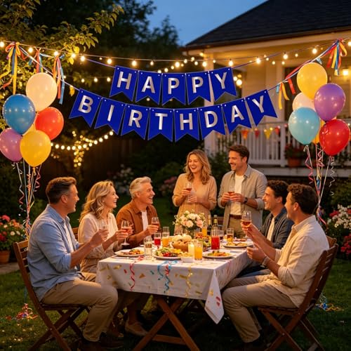 Image of Happy Birthday Banner Birthday Party Supplies (Blue 5)