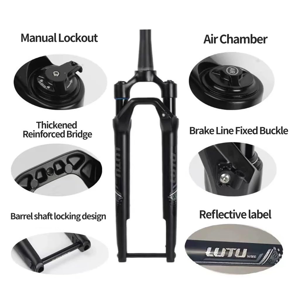 700C Gravel-Rennrad-Federgabel 40mm Federweg 1-1/2 Zoll Konische Tourenrad Scheibenbremse Vorderradgabel XC Offroad-Luftgabel Manuelle Verriegelung 100 * 12mm Steckachse
