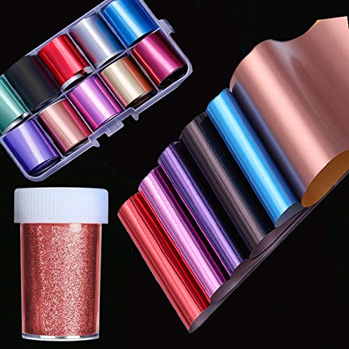 Western World Colored Metallic Nail Foils Sticker for Nail Art (4CM*20CM, Multicolor, 12Pcs)-image-46
