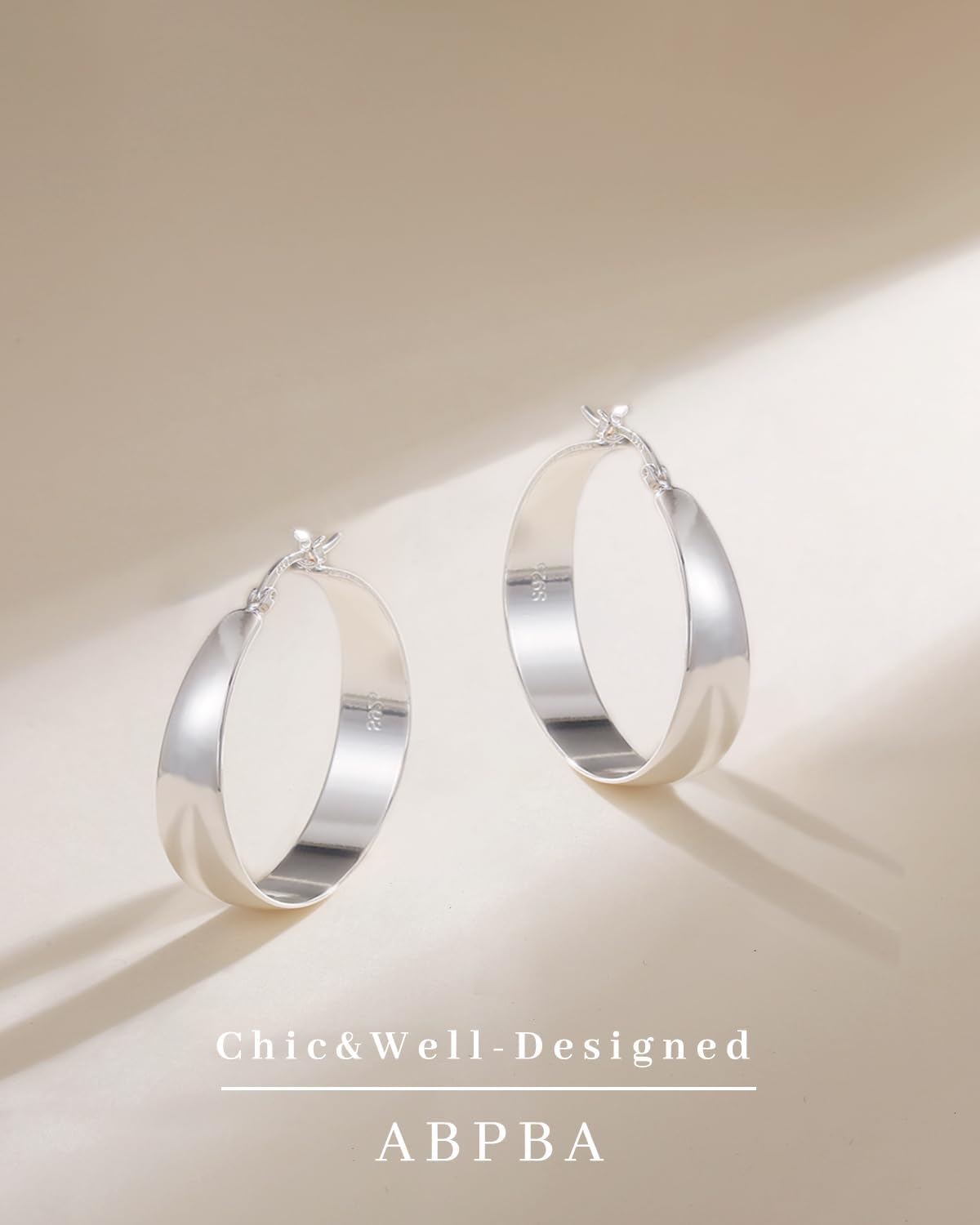 Sterling Silver Hoop Earrings, 8MM Wide Hypoallergenic Silver Hoop Earrings for Women, Lightweight Thick Chunky Hoops Earring for Women Jewelry Gifts 30/40/50/60MM - Image 5