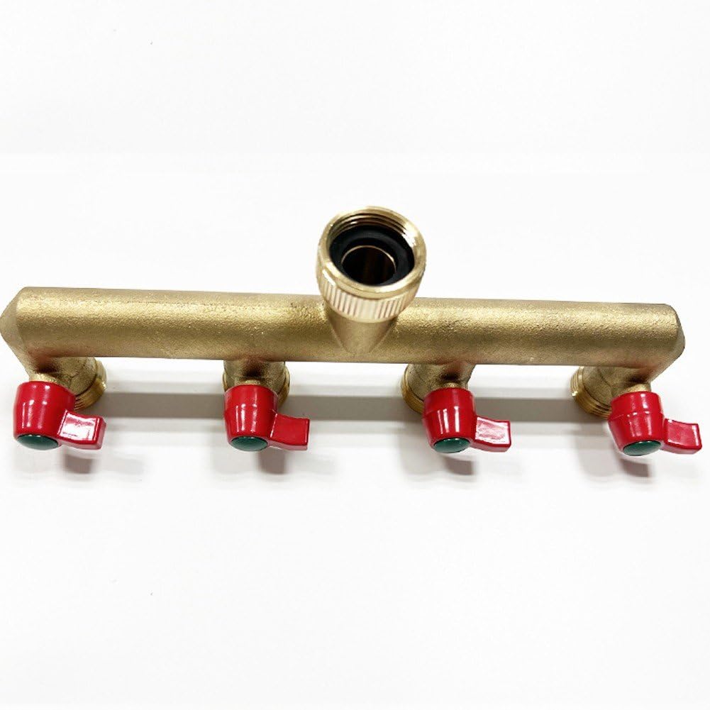 Sdoppiatore per Tubo Giardino in Ottone Massiccio, Distributore per Rubinetto 'Acqua in Ottone a 4 Vie, Raccordo Rapido per Tubo Giardino a Prova di Perdite (3/4 di Pollice)