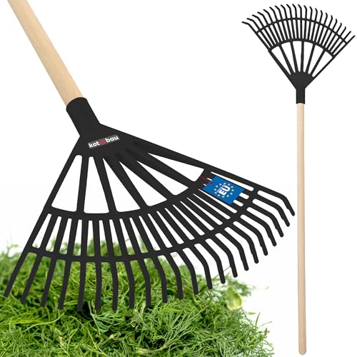 KOTARBAU® Rateau à Feuilles - Plastique - 44 cm - Noir - avec Manche - Râteau Jardin - Balai à Gazon - Ramasse Feuilles - Léger - Résistant - Entretien...