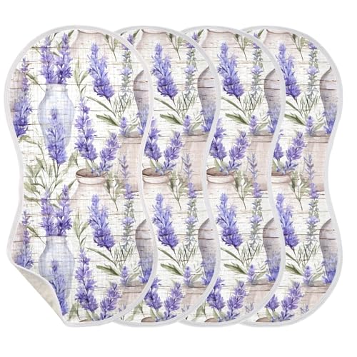 xigua Lavender Flowers Baby Burp Cloths for Newborn Boys and Girls 4 Pack, Soft & Absorbent Cotton Baby Burp Cloth, Baby Washcloths, Newborn Towel, Burp Rags3