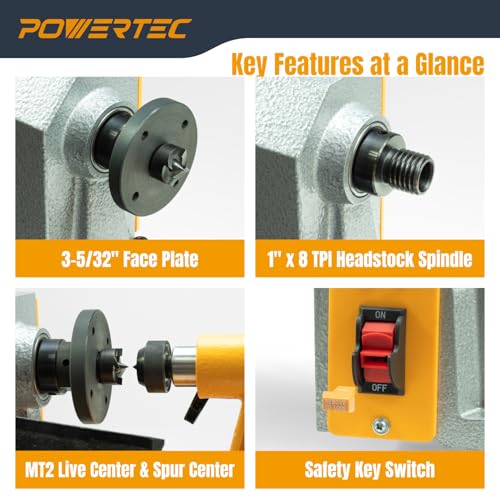 POWERTEC LT1018 Benchtop Mini Wood Lathe