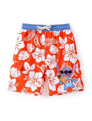 Image of Disney Stitch Spiderman Cars Winnie Toy Story Boy Swim Trunks UPF 50+Swim Shorts Compression Liner & Quick-Dry &Pockets 2-13Y