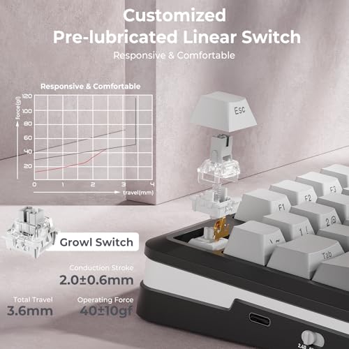 Image of Redragon K681SP Wireless Mechanical Keyboard, Gasket Mounted RGB Gaming Keyboard with Volume Knob, Side Printed Keycaps, Pre-Lubed Linear Switches, 81 Keys 75％ Tri-Mode Hot Swappable for PC /Xbox /Ps4 /5