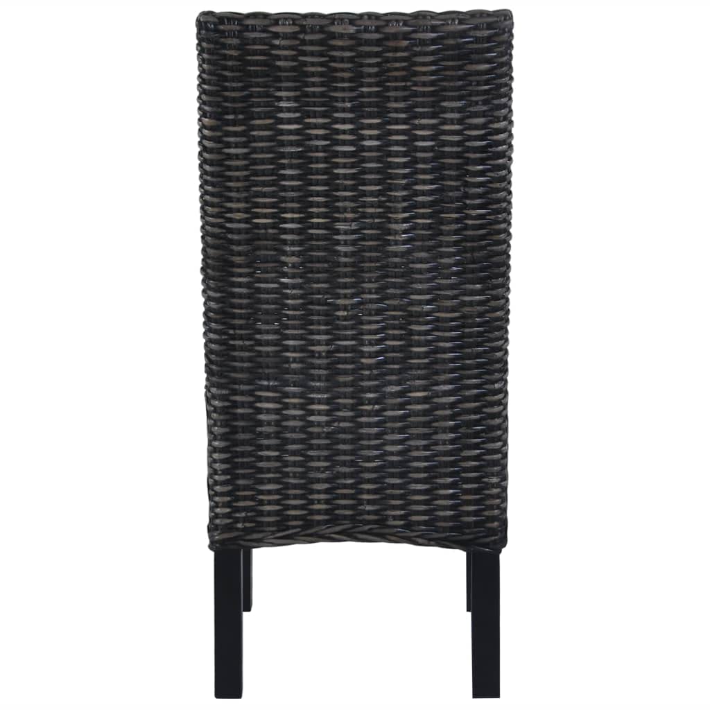 Krzesła do jadalni, zestaw 4 sztuk, kolor czarny, rattan, drewno mango, krzesło tapicerowane, do salonu, kuchni, jadalni