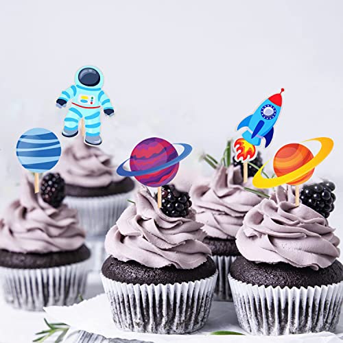 Image of Party Propz Space Theme Cutouts Cake Toppers for Cake Decoration - 24 Pcs, Astronaut,Space,Planet Theme Cake Decoration for Boys, Space Theme Birthday Decoration Kit