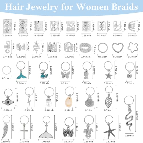 Joyas plateadas para trenzas de boxeadora y abalorios metálicos para extensiones de pelo 2