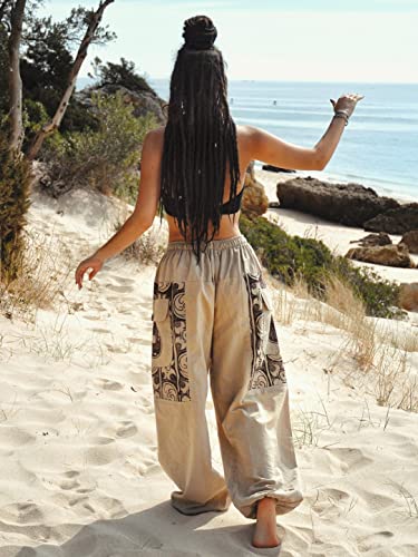 Siamrose Harem Pants Yoga Pants Men Women Casual Lounge Pants 2 Big Pockets Beige #TOP5
