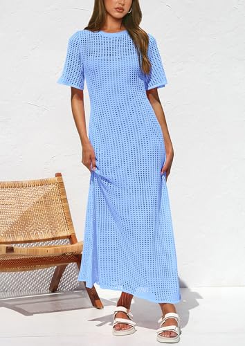 Image of PRETTYGARDEN Womens Eyelet Crochet Maxi 2 Piece Dress Sets
