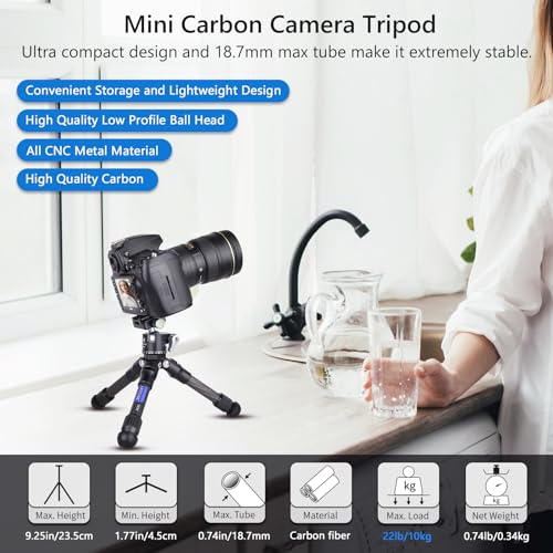 ARTCISE Mini Carbon Fiber Tripod for DSLR & Digital Camcorders