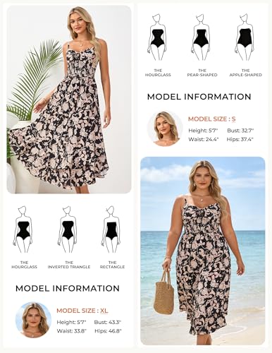 Image of GRACE KARIN Womens Maxi Floral Sundresses Summer Beach Boho Dress Spaghetti Strap Dresses Casual Fashion Clothes with Pockets