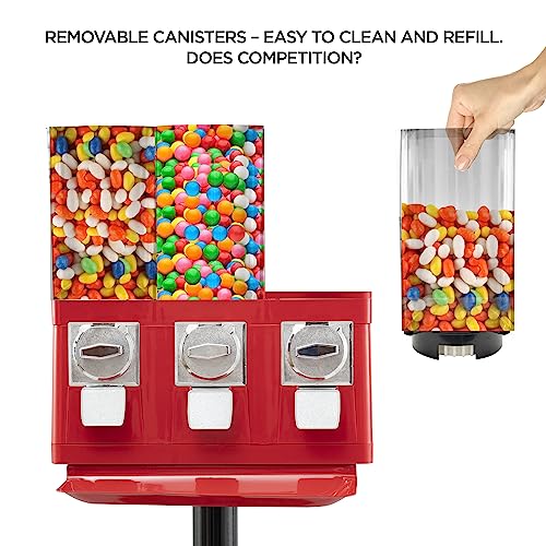 Boldworks GUMBALL VENDING MACHINE Candy Vending Machine Triple Candy Machine Dispenser Commercial Gumball Machine thumb #4