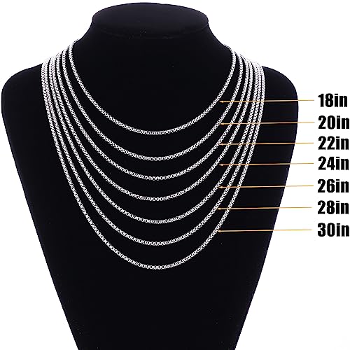 Fiusem Silver Chain For Men, 2Mm Mens Chain Necklaces, Stainless Steel Box Chain Necklace For Men Women And Boys, Mens Necklace 20 Inch #TOP5