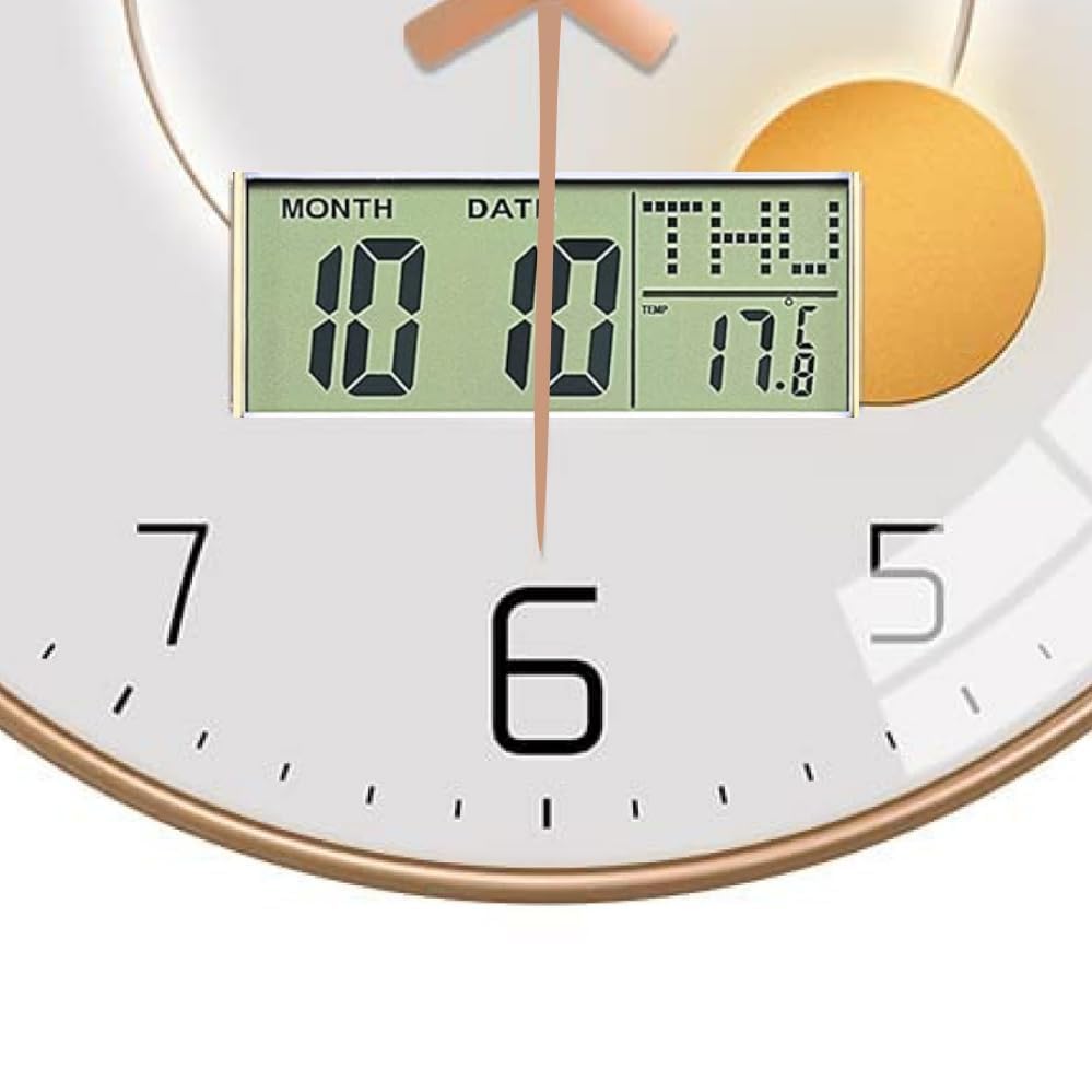 Image of Ash & Roh 12 Inch Silent Quatrz and Non-Ticking Wall Clock with Easy to Read Number and Analog Display Stylish & Decorative Design for Office, Living Room, Bedroom (Pearl Digital)
