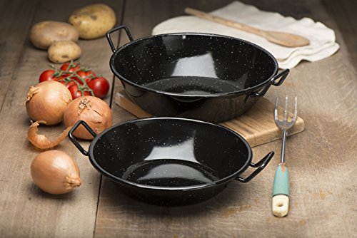 Zinel 4503 Pan Kadai/Wok with Handles, Enamel, Black/White Dots, 24cm - Image 2
