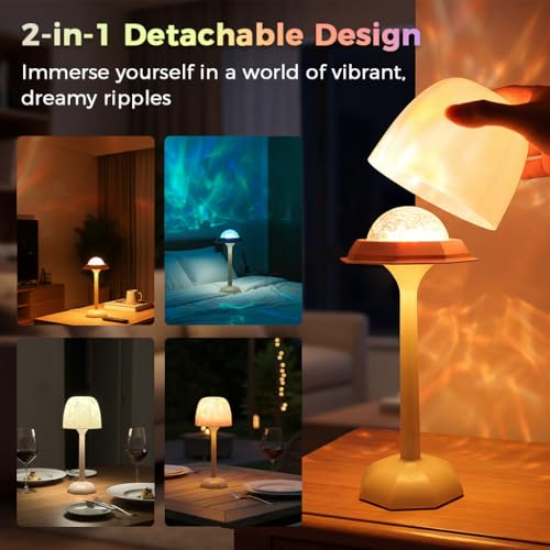 Image of RICHMYC Waterproof Shower Lamp with Remote, 16 Colors Ocean Wave Projector Lamp for Bathroom, Cordless Rechargeable Night Light, Ambient Mood Lighting for Inside Shower, Bathtub, Spa
