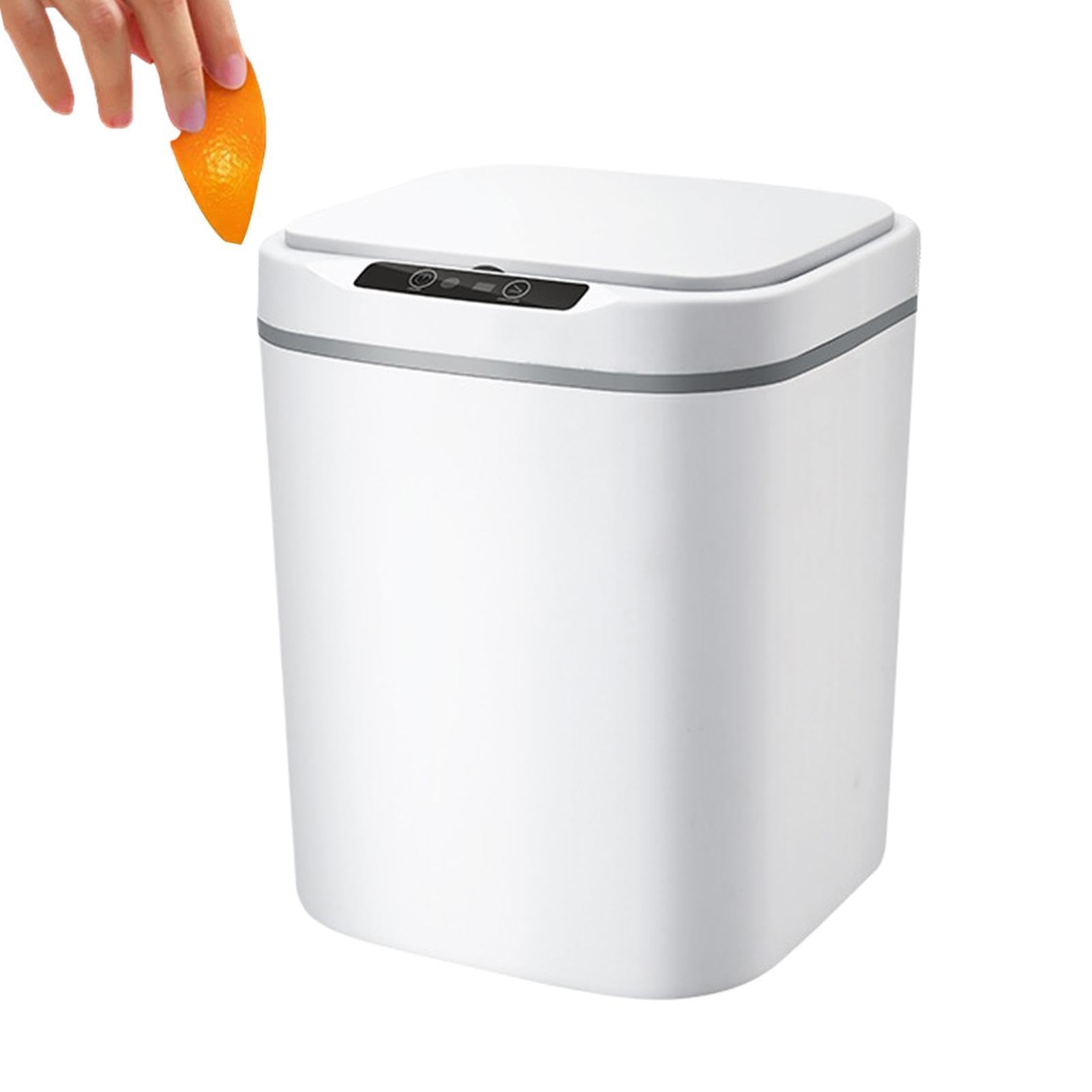 Cubo de basura con sensor, basura sin contacto | Papelera rectangular sin contacto | Papelera de cocina 15L, basura inteligente para salón, baño, dormitorio, oficina, cocina