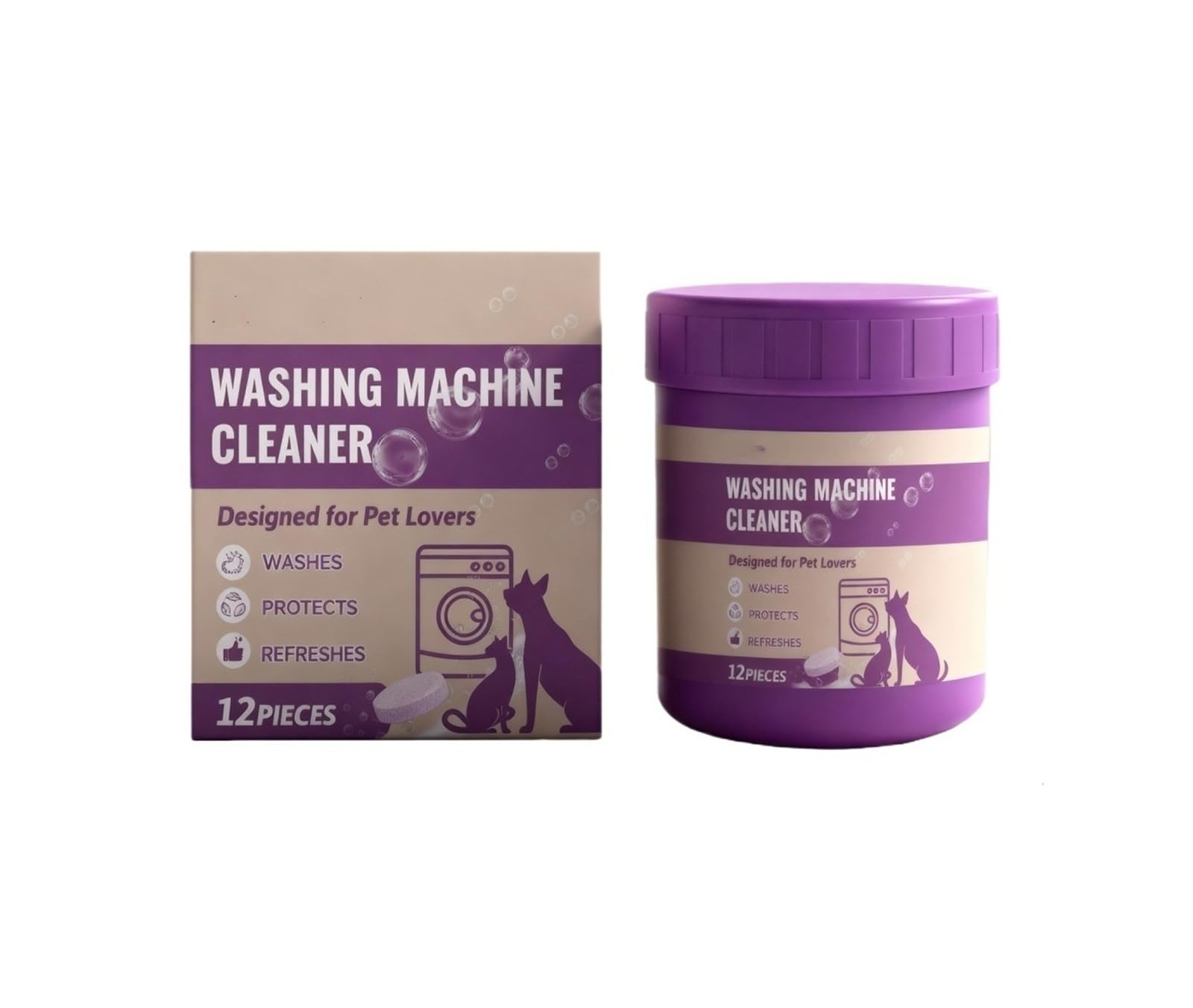 12 pastiglie for la pulizia della lavatrice, appositamente progettate for rimuovere le macchie dal cestello e lasciare un fresco profumo(2pcs)