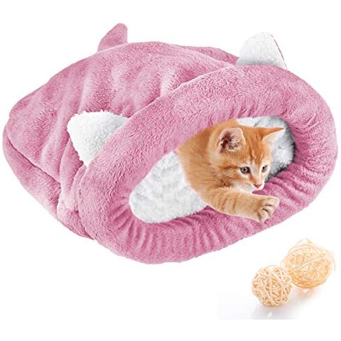 Haokaini Fleece Weiche Katze Schlafsack Erwärmung Waschbare Haustierbetten Kuschelsack Decke Matte Katzen Hunde Nest Höhlenhaus Gemütlich Bedeckt Kitty Welpenbett Cover