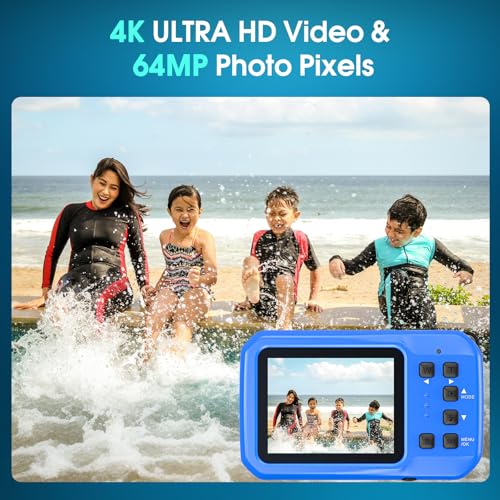 Image of 4K Underwater Camera, 16X Digital Zoom, 64MP 16FT Waterproof Digital Camera with 16GB Card, Autofocus Floatable Waterproof Camera with IPS HD Screen,