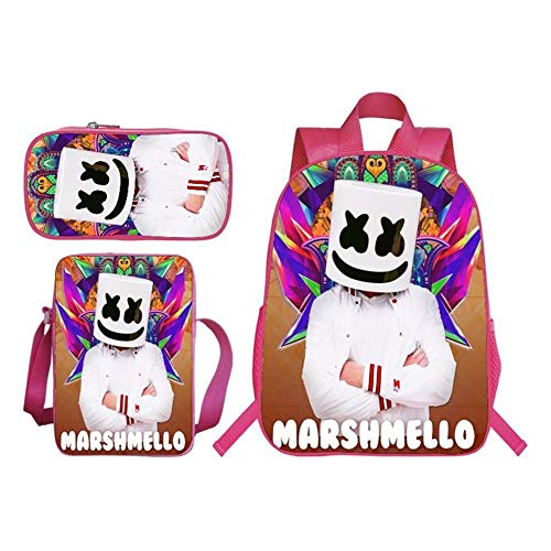 CHANG Mochilas Infantiles para Niños Marshmello Smiley Face Impresa   Bolsa De Mensajero