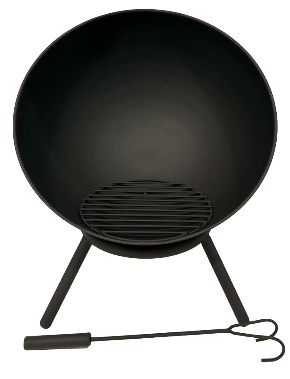 Jet-Line Feuerschale NAVARO Outdoor Living Feuerstelle für Garten und Terrasse 60 cm Geneigt oder Horizontal Funken Windgeschützt Schwarz Feuerkorb Feuertonne mit Drehmechanismus Stahl