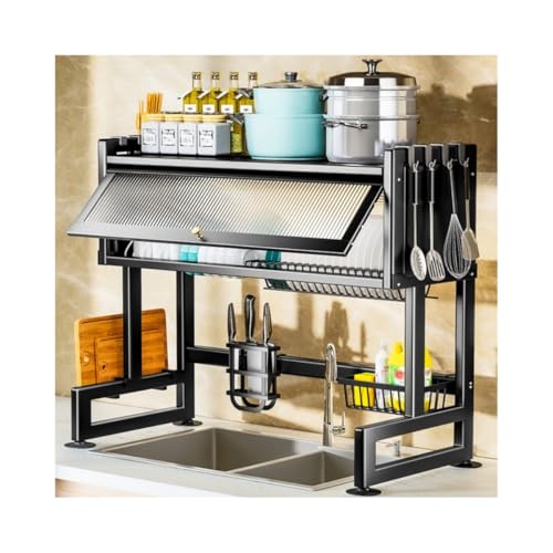【Vuxilo】シンク上 水切りラック 食器水切り 大容量 滑り止め 省スペース 組み立て簡単 調理器具収納 多機能収納棚